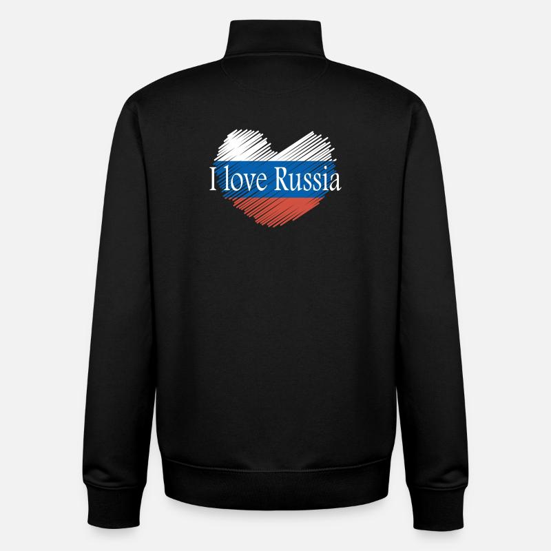 J'aime la russie - Sweat zippé unisexe en coton bio Stanley/Stella - noir