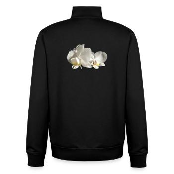 Orchidée blanche - Sweat zippé unisexe en coton bio Stanley/Stella - noir - Dos - AI Model Male 185 light (185cm)