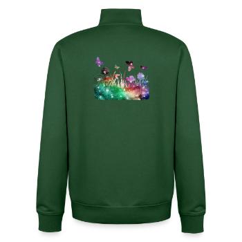 Flower Meadow Galaxy Garden Butterflies - Unisex Organic Zip Sweatshirt by Stanley/Stella - bottle green - Back - AI Model Male 185 dark (185cm)