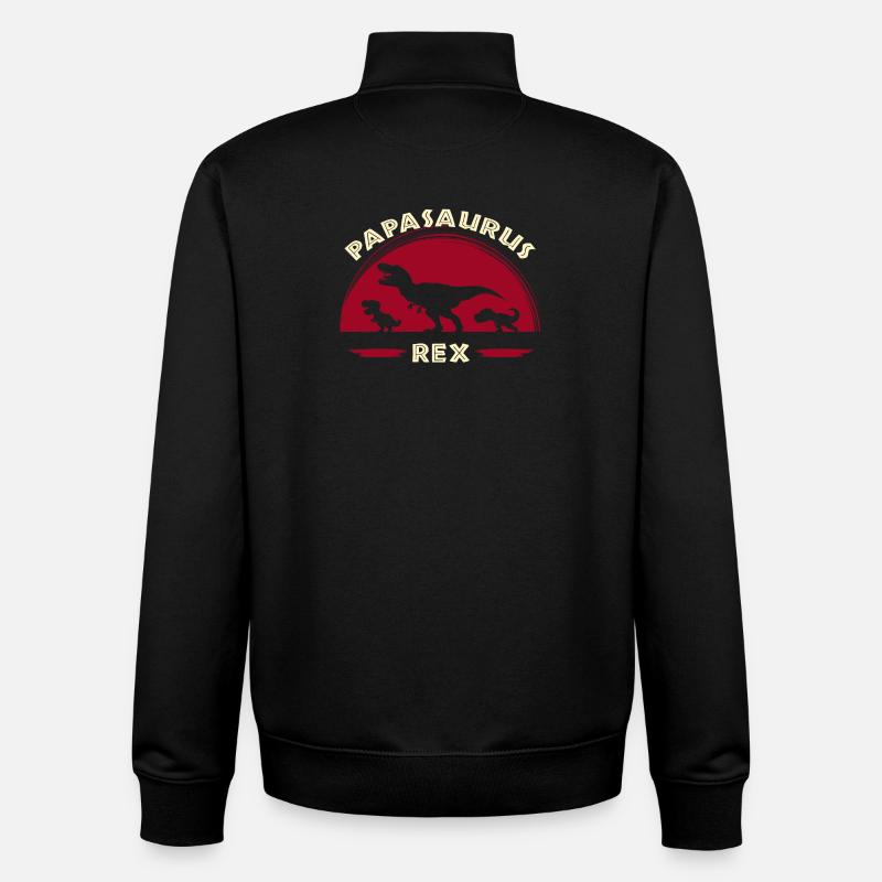 PAPASAURUS papa dinosaure - Sweat zippé unisexe en coton bio Stanley/Stella - noir