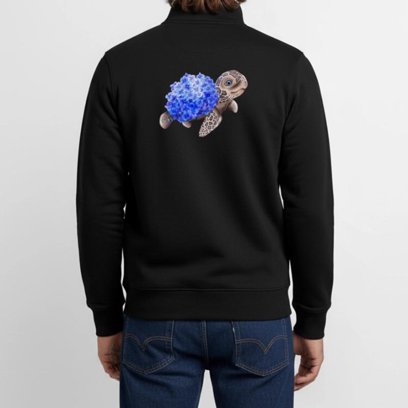 Turtle with Hydrangea Unisex Organic Zip Sweatshirt by Stanley/Stella