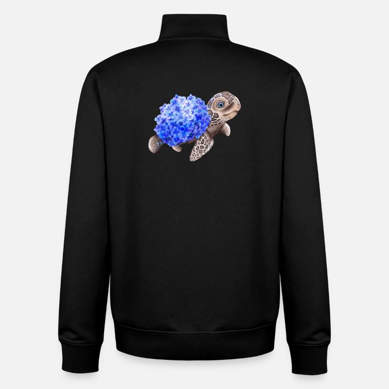 Schildkröte mit Hydrangea Hortensien - Unisex Organic Zip Sweatshirt von Stanley/Stella - Schwarz