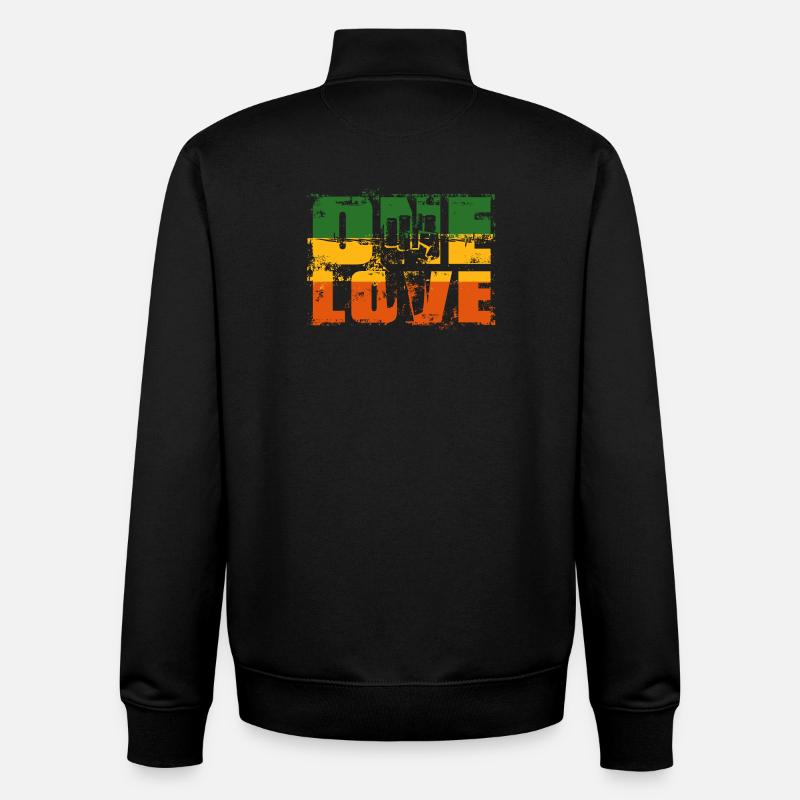 One Love Rastafari Banner - Unisex Organic Zip Sweatshirt von Stanley/Stella - Schwarz