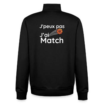 j'e peux pas j'ai match - Sweat zippé unisexe en coton bio Stanley/Stella - noir - Dos - AI Model Male 185 light (185cm)