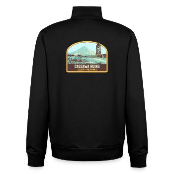 Ruines de Cagsawa, volcan Mayon, Philippines - Sweat zippé unisexe en coton bio Stanley/Stella - noir - Dos - AI Model Male 185 light (185cm)