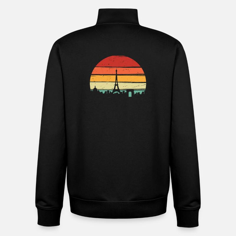 Coucher de soleil Tour Eiffel - Sweat zippé unisexe en coton bio Stanley/Stella - noir