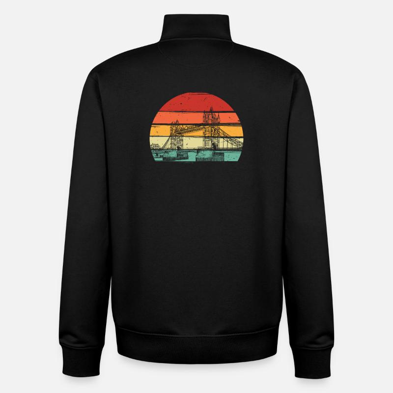 Retro Sunset Circle - Unisex Organic Zip Sweatshirt by Stanley/Stella - black
