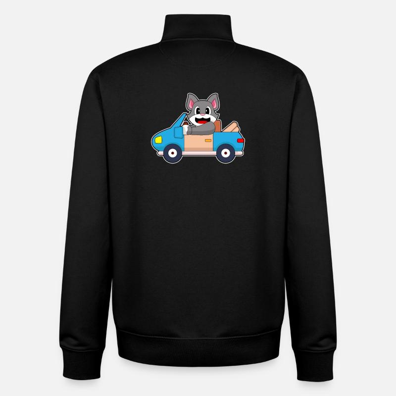 Voiture Cat - Sweat zippé unisexe en coton bio Stanley/Stella - noir