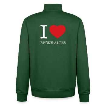 I LOVE RHONE ALPES France Frankreich - Unisex Organic Zip Sweatshirt von Stanley/Stella - Flaschengrün - Hinten - AI Model Male 185 dark (185cm)