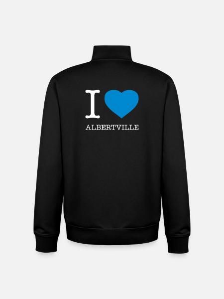 J’ADORE ALBERTVILLE - Sweat zippé unisexe en coton bio Stanley/Stella - noir