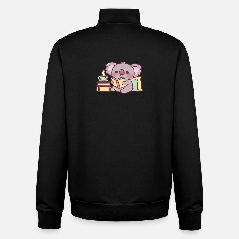 Süßer Koala, der ein Buch liest - Unisex Organic Zip Sweatshirt von Stanley/Stella - Schwarz