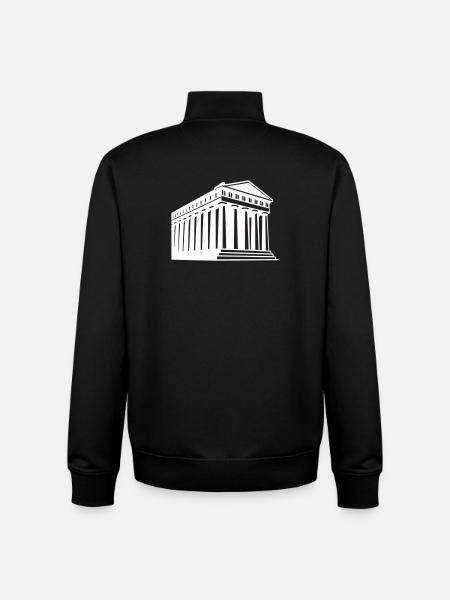 Ancient Greek temple illustration - Unisex Organic Zip Sweatshirt by Stanley/Stella - black