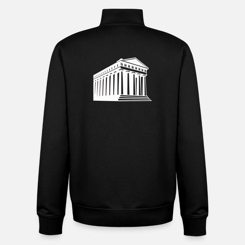 Illustration du temple grec antique - Sweat zippé unisexe en coton bio Stanley/Stella - noir