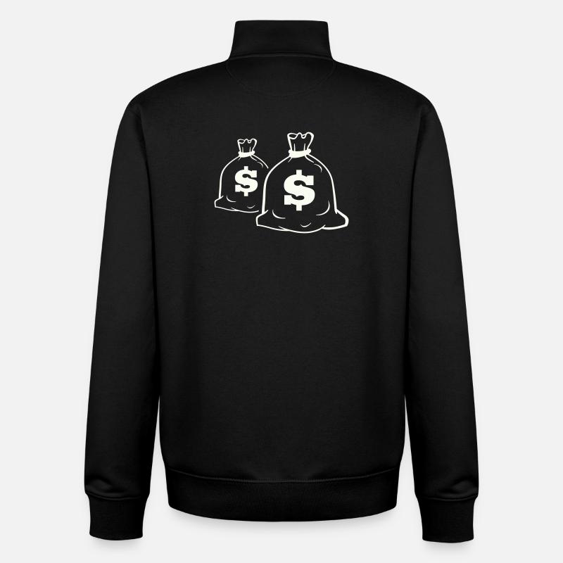 Sac d’argent motif design - Sweat zippé unisexe en coton bio Stanley/Stella - noir