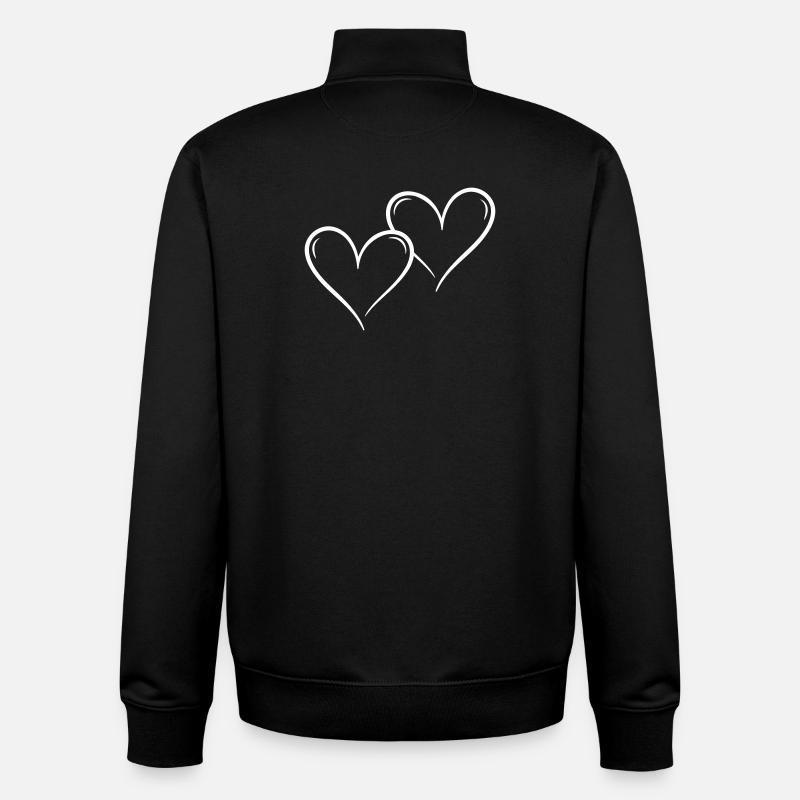 Symbole d’amour des cœurs - Sweat zippé unisexe en coton bio Stanley/Stella - noir