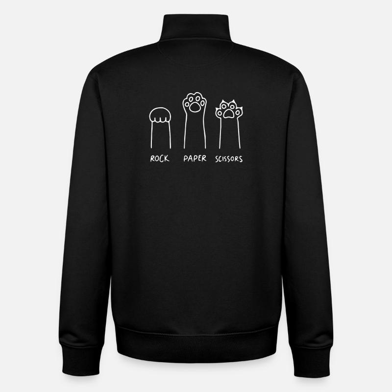 chat pierre papier ciseaux drôle - Sweat zippé unisexe en coton bio Stanley/Stella - noir
