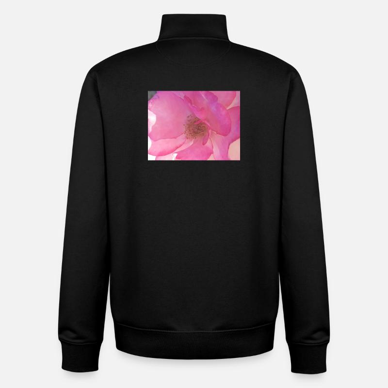 Douce fleur de rose en rose - Sweat zippé unisexe en coton bio Stanley/Stella - noir
