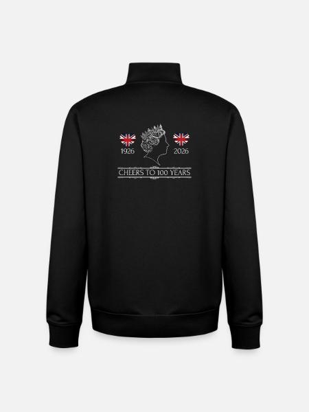Queen's 100th birthday in 2026 - Unisex Organic Zip Sweatshirt by Stanley/Stella - black
