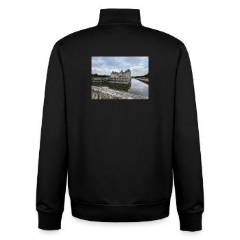 Château de Vaux le Vicomte  - Sweat zippé unisexe en coton bio Stanley/Stella - noir - Dos - AI Model Male 185 light (185cm)