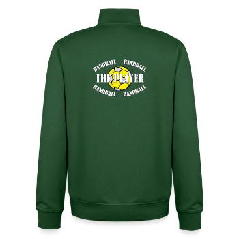 HANDBALL - THE PLAYER - Unisex Organic Zip Sweatshirt von Stanley/Stella - Flaschengrün - Hinten - AI Model Male 185 dark (185cm)