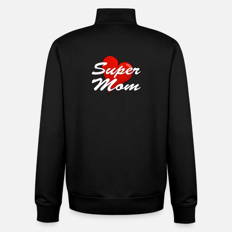 SUPER MOM - Unisex Organic Zip Sweatshirt von Stanley/Stella - Schwarz