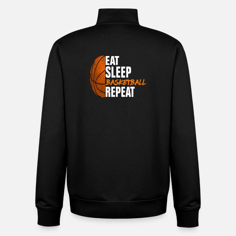 Eat Sleep Basketball Repeat - Sweat zippé unisexe en coton bio Stanley/Stella - noir