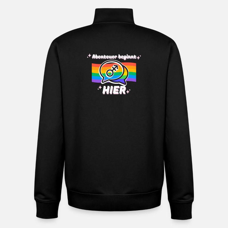 Adventure Starts Here Pride Symbol - Unisex Organic Zip Sweatshirt by Stanley/Stella - black