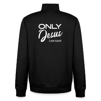 Nur Jesus kann retten - Unisex Organic Zip Sweatshirt von Stanley/Stella - Schwarz - Hinten - AI Model Male 185 light (185cm)