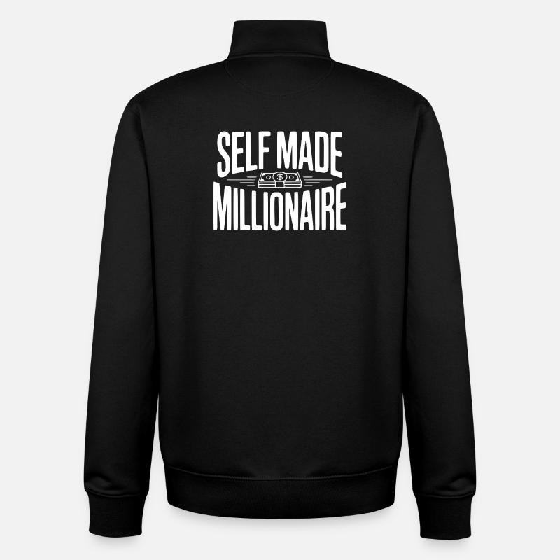 Millionnaire autodidacte - Sweat zippé unisexe en coton bio Stanley/Stella - noir