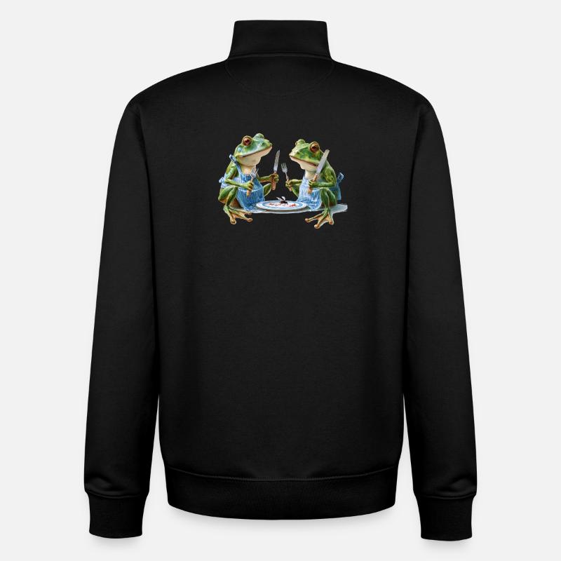 Deux cuisiniers grenouilles au dîner - Sweat zippé unisexe en coton bio Stanley/Stella - noir