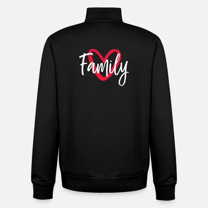 Cœur de famille - Sweat zippé unisexe en coton bio Stanley/Stella - noir