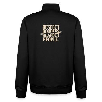 Respecter les frontières Respecter les gens Groenland Proteste - Sweat zippé unisexe en coton bio Stanley/Stella - noir - Dos - AI Model Male 185 light (185cm)