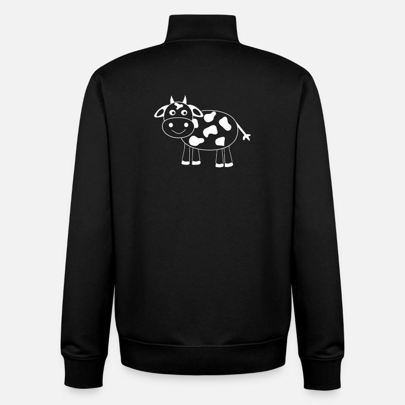 Cow White Gift Farmer - Unisex Organic Zip Sweatshirt by Stanley/Stella - black