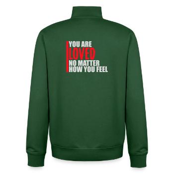 You Are Loved No Matter How You Feel Compassion - Unisex Organic Zip Sweatshirt by Stanley/Stella - bottle green - Back - AI Model Male 185 dark (185cm)