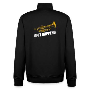 Spit happens trumpet player - Unisex Organic Zip Sweatshirt by Stanley/Stella - black - Back - AI Model Male 185 light (185cm)