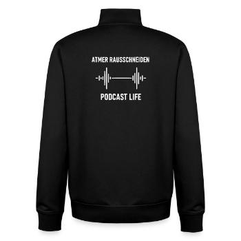 Podcast Life Barbell Waves - Unisex Organic Zip Sweatshirt by Stanley/Stella - black - Back - AI Model Male 185 light (185cm)