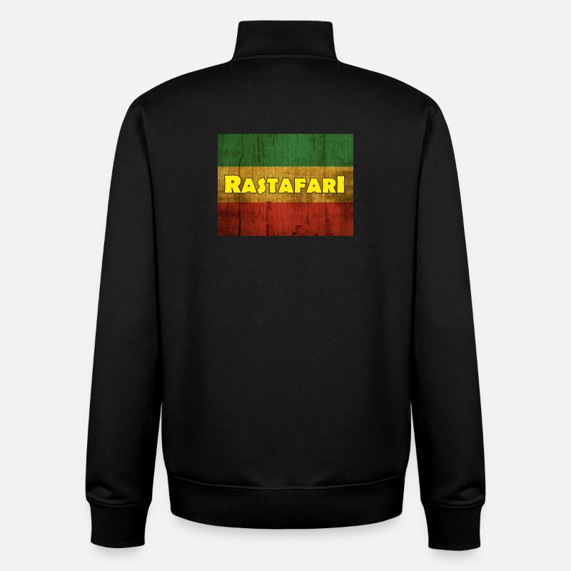 Rastafari - Sweat zippé unisexe en coton bio Stanley/Stella - noir