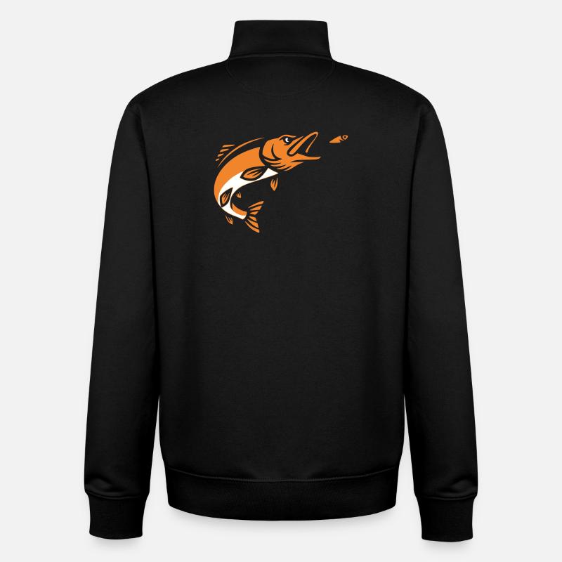 Pike Fish Jump Vector - Unisex Organic Zip Sweatshirt by Stanley/Stella - black