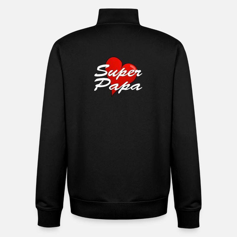 Super papa - Sweat zippé unisexe en coton bio Stanley/Stella - noir