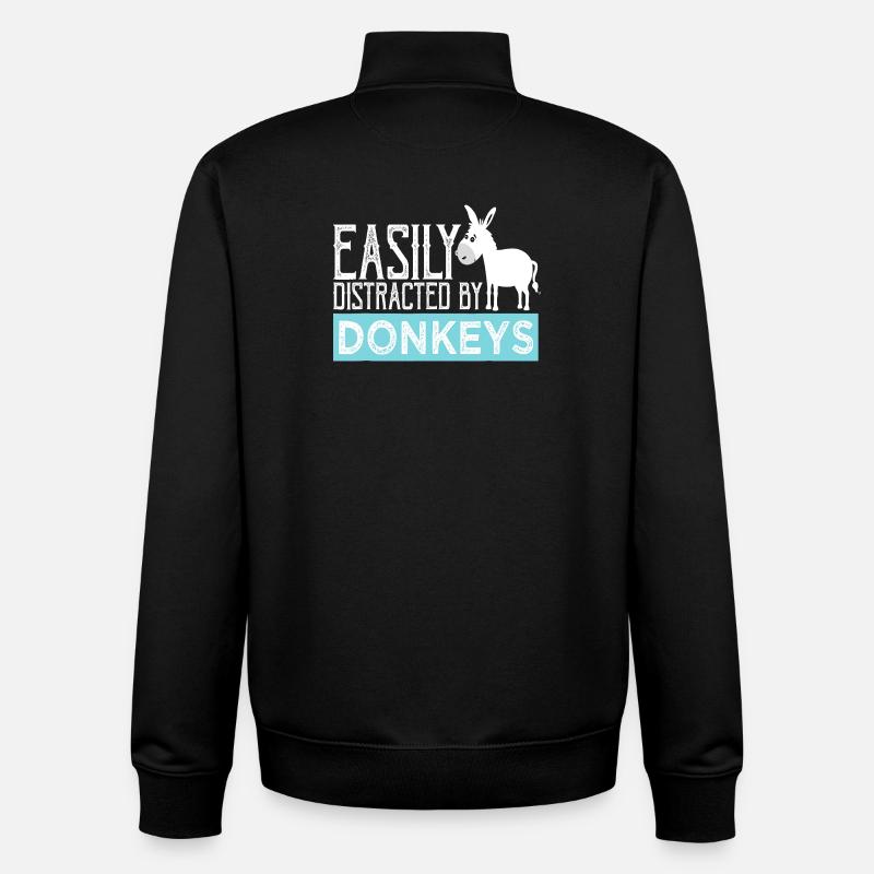 Easily Distracted by Donkeys - Unisex Organic Zip Sweatshirt by Stanley/Stella - black