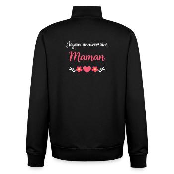 Joyeux anniversaire Maman rose - Sweat zippé unisexe en coton bio Stanley/Stella - noir - Dos - AI Model Male 185 light (185cm)