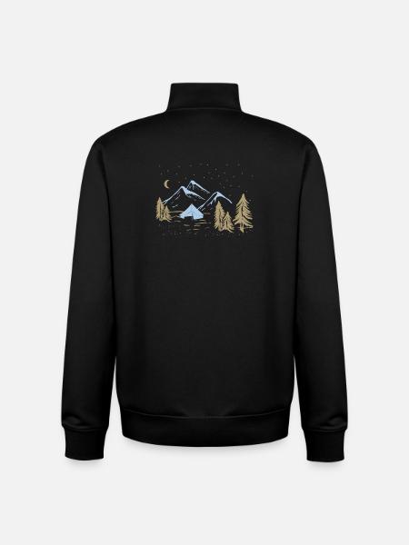 Night Mountain Camping Scene - Unisex Organic Zip Sweatshirt by Stanley/Stella - black