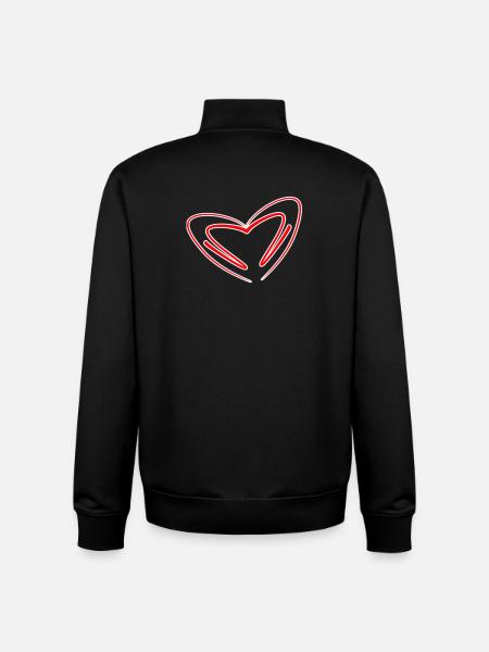 Neon Red Sketched Heart - Unisex Organic Zip Sweatshirt by Stanley/Stella - black