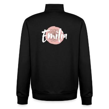 Emilia Girl's Name Baby Shower Name Shirt - Unisex Organic Zip Sweatshirt by Stanley/Stella - black - Back - AI Model Male 185 light (185cm)