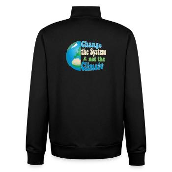 Change the system, not the climate - Unisex Organic Zip Sweatshirt von Stanley/Stella - Schwarz - Hinten - AI Model Male 185 light (185cm)