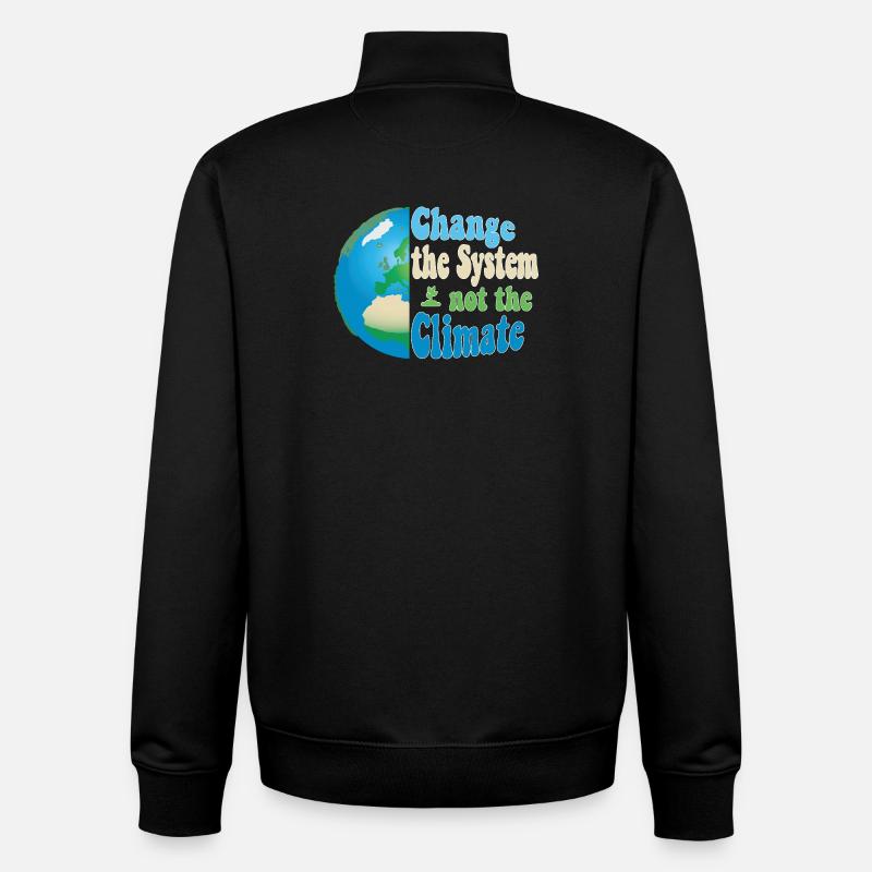 Changer le système, pas le climat - Sweat zippé unisexe en coton bio Stanley/Stella - noir