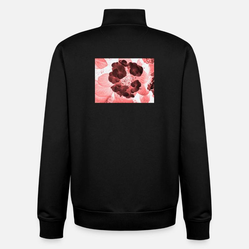 Rote Hydrangea Florales Muster - Unisex Organic Zip Sweatshirt von Stanley/Stella - Schwarz