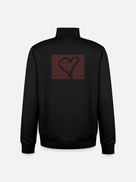 Red Dot Heart Contour - Unisex Organic Zip Sweatshirt by Stanley/Stella - black