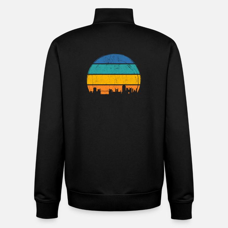 Sunset Skyline Stripes - Unisex Organic Zip Sweatshirt by Stanley/Stella - black
