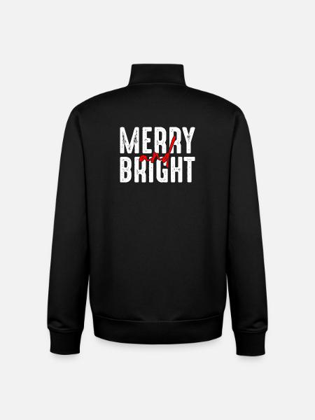 Merry and Bright Christmas Script - Unisex Organic Zip Sweatshirt by Stanley/Stella - black